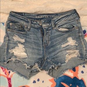 American Eagle distressed light wash jean shorts
